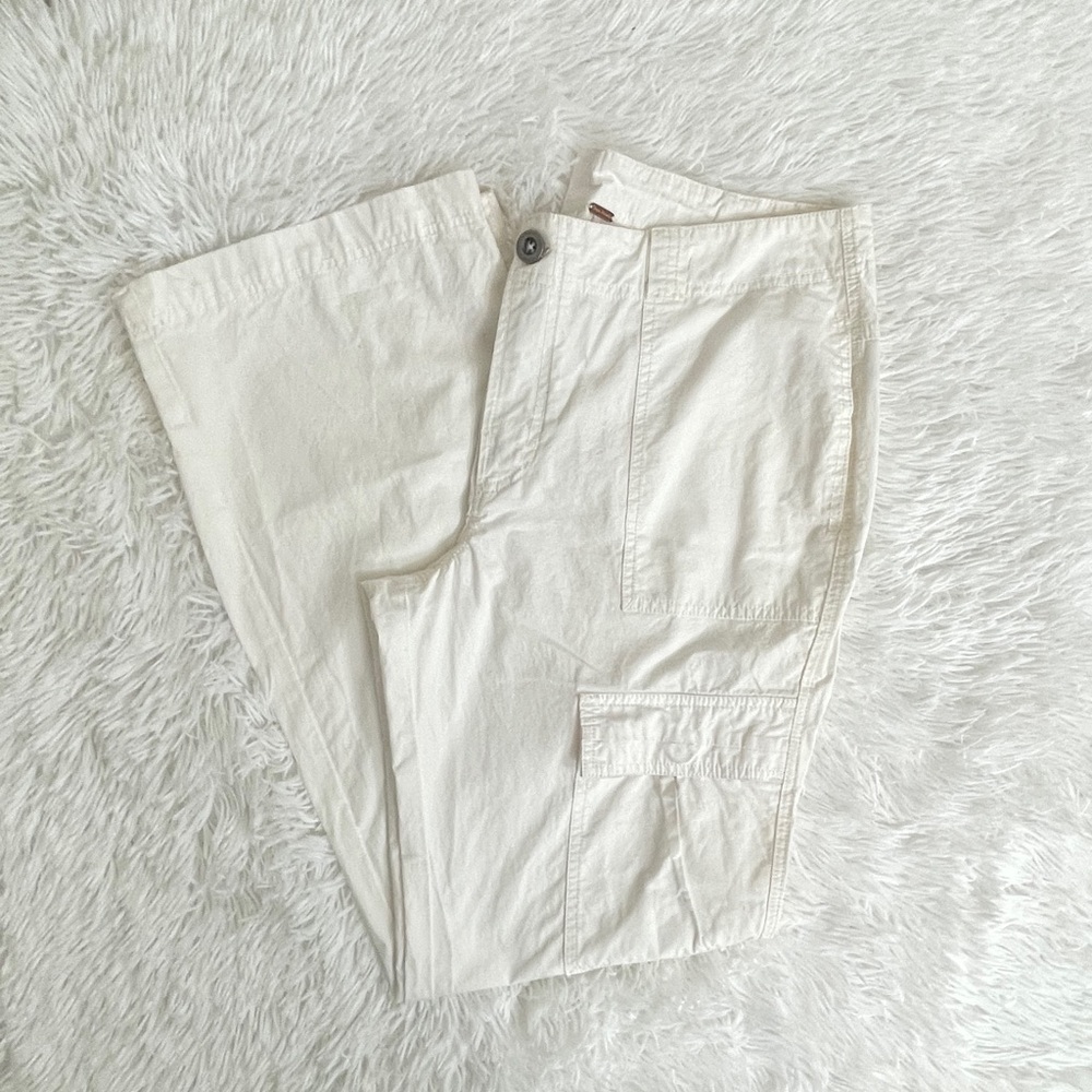 Free People Pants Cargo Women White Cotton Trousers Preppy Straight Leg 12